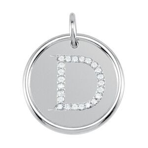 1/10 Ctw G-H, I1 Diamond Initial 17mm 14k White Gold Pendant Letter D